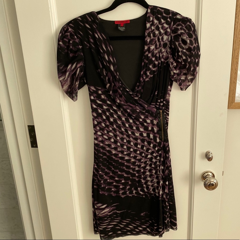 Vivienne Tam Purple and Black Dress